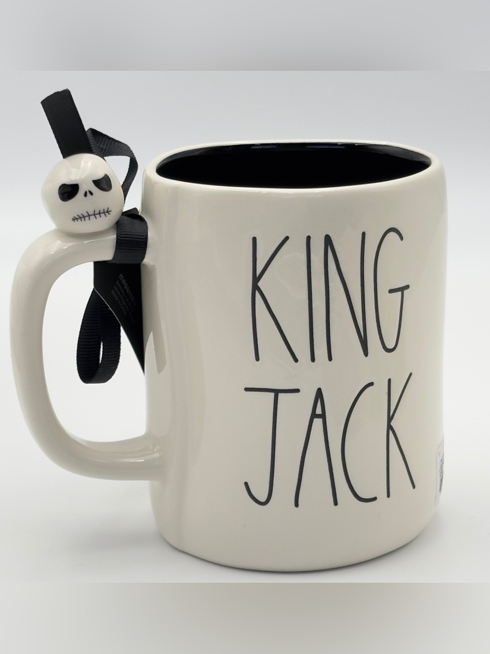 Rae Dunn King Jack Mug - Cream and Black With 2-Side Face Charm NWT